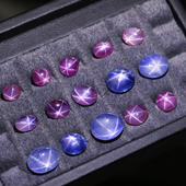 XG8天然星光彩色无烧蓝宝石裸石珠宝18K金镶嵌戒指吊坠耳钉总链接