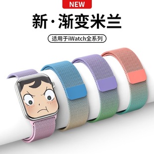 适用iwatch8表带苹果s8手表applewatch7ultra米兰尼斯金属磁吸654