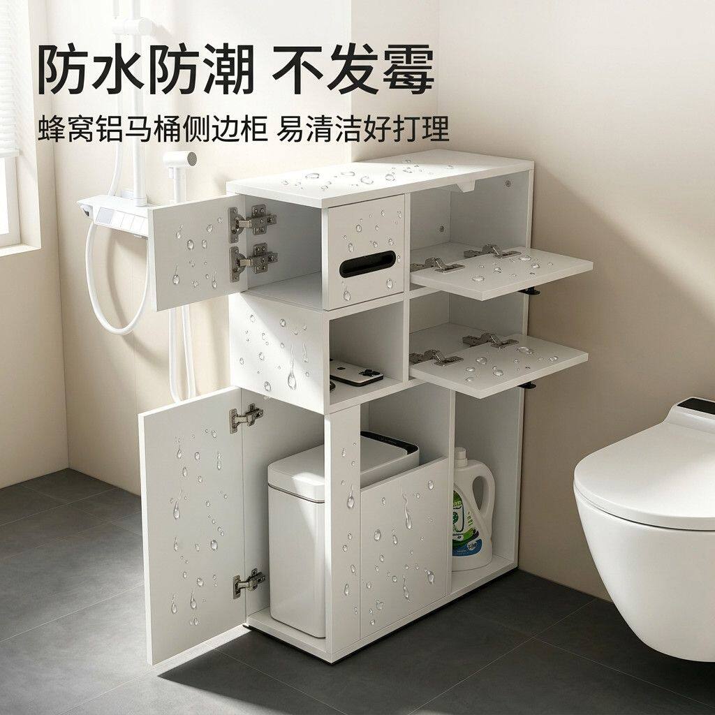 蜂窝铝马桶侧边柜卫生间收纳夹缝