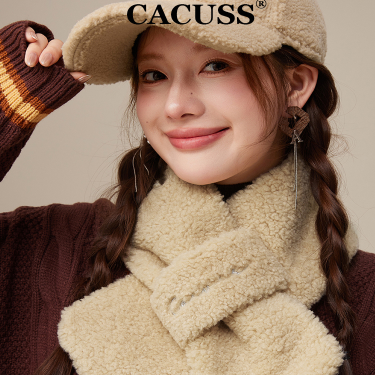 CACUSS仿羊羔绒围巾女冬围脖脖套