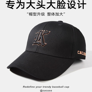 CACUSS帽子男款鸭舌帽夏季遮阳男士防晒帽户外运动刺绣黑色棒球帽