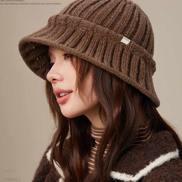 CACUSS渔夫帽女冬季毛线帽盆帽