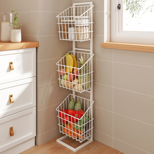 厨房置物架落地式放蔬菜篮子水果篮家用多功能挂篮夹缝多层收纳架