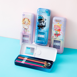 2025年新款文具盒女生ins风大容量男孩款铅笔盒小学生双层铁笔盒