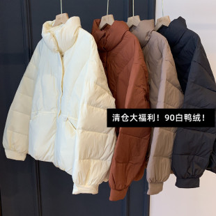 黑色立领加厚羽绒服女短款 原卖398 爆款 90白鸭绒冬季 外套 清仓