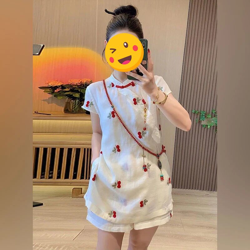单件/轻奢高级感女人味夏季中国风显气质复古盘扣上衣遮胯休闲裤