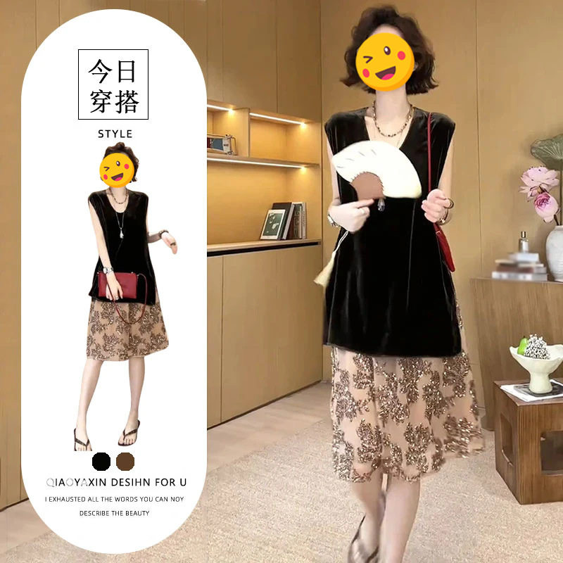 单件/甜酷风气质百搭夏季新款高级感重工别致半身裙复古无袖上衣