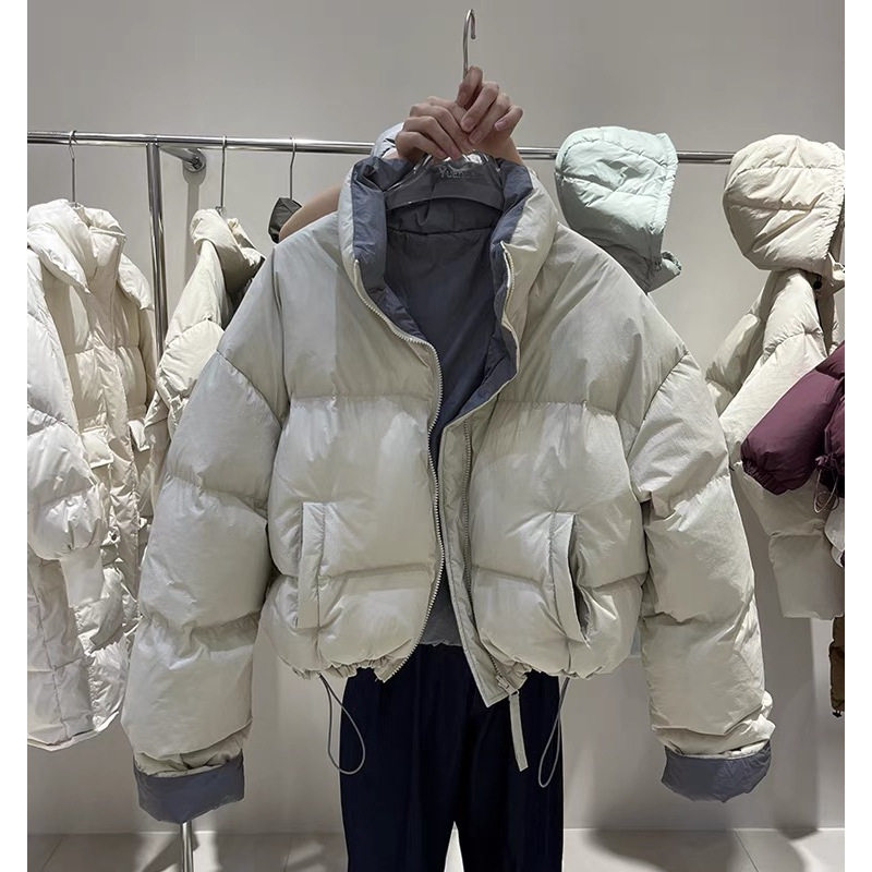 2026冬季新款韩版时尚休闲款立领女百搭宽松显瘦面包服撞色外套潮