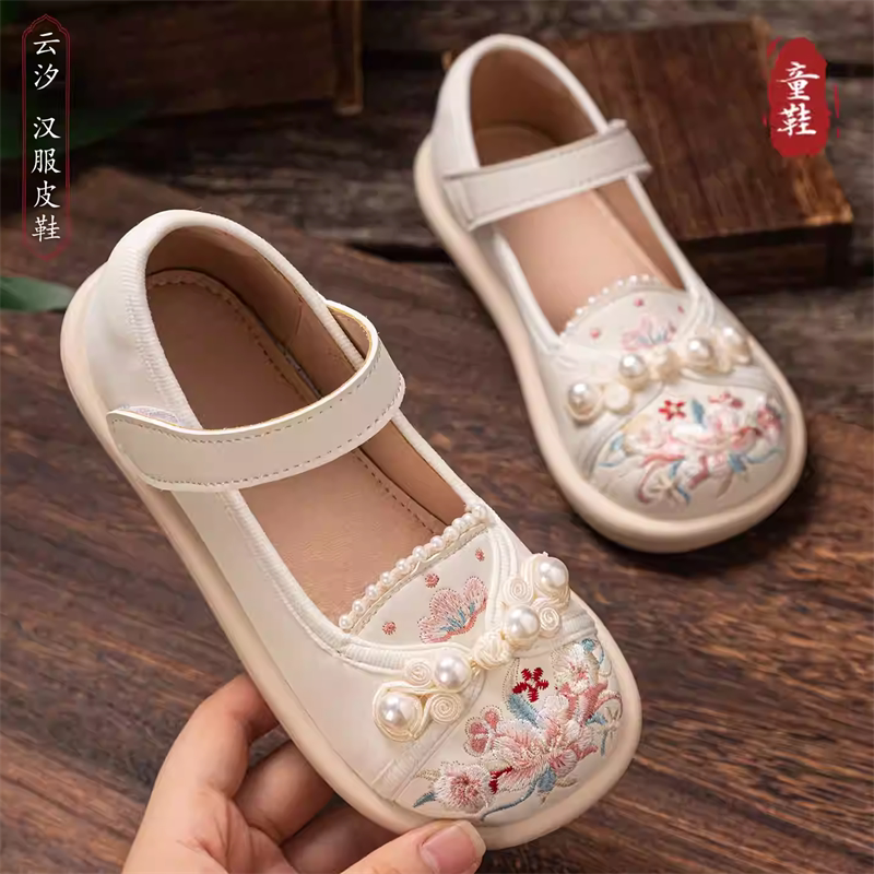 女童中式国风汉服鞋公主古风皮鞋