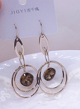 小众独特欧美夸张耳饰水晶耳坠耳挂大圈耳环女新款爆款轻奢高级感