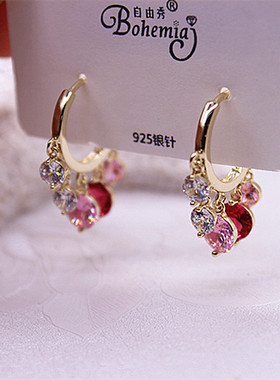 小圆片水晶耳圈女士小众轻奢高级感流苏亮片耳扣新款通勤耳饰耳环