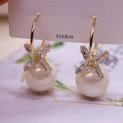 高档水晶耳环925银针长款气质