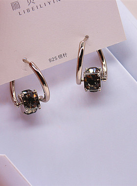 精致小巧水晶耳环女耳圈新款潮转运珠耳扣小众设计感高级耳钉秋冬