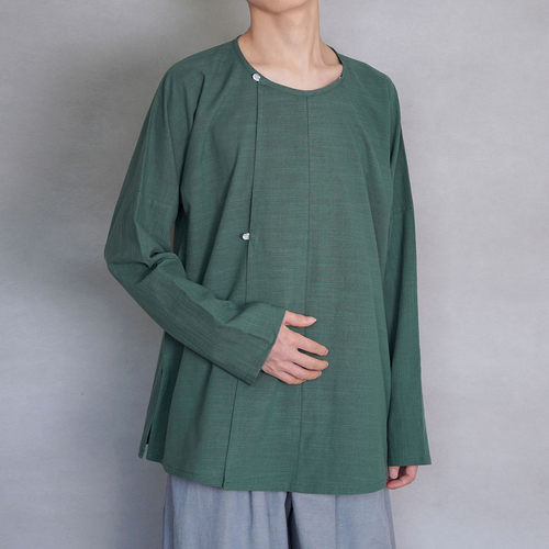 青山渐汉服唐圆领窄袖短衫秋款