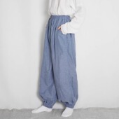 青山渐改良日常汉服宽松版 男女春秋款 型大裆裤 国风棉麻布料灯笼裤