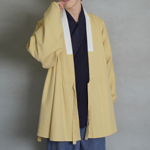 短衫 纯棉素色明制对穿交弓袋袖 春秋日常国风男女 离离 青山渐汉服