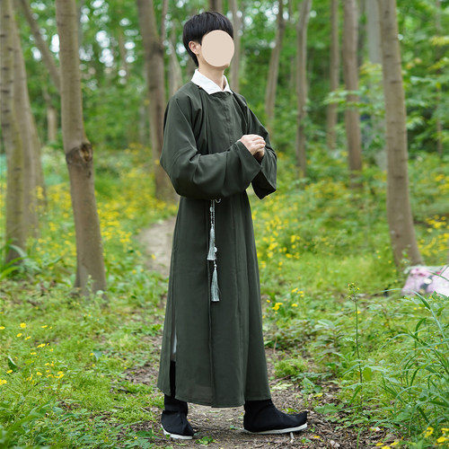 青山渐唐制圆领袍素色大放量唐代缺胯袍男女同款春秋日常汉服无痕