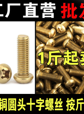 铜圆机圆头十字机牙螺丝黄铜盘头螺丝铜螺丝钉称斤M2M2.5M3M4M5M6
