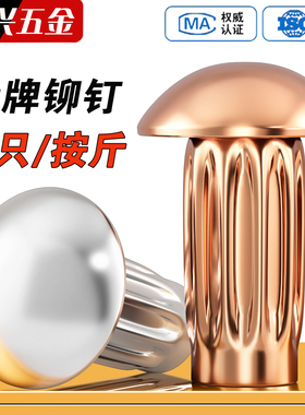 半圆头铝标牌紫铜铆钉GB827滚花铭牌铆钉扁头圆头商标M2M2.5M3M4