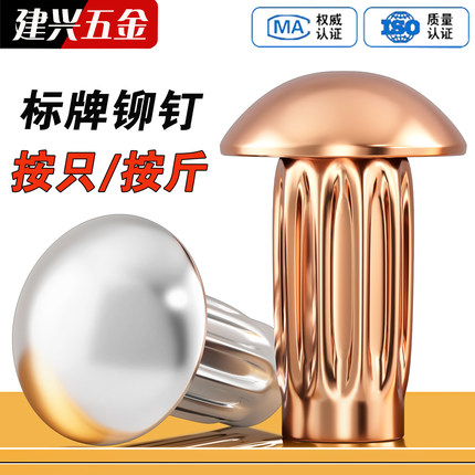 半圆头铝标牌紫铜铆钉GB827滚花铭牌铆钉扁头圆头商标M2M2.5M3M4