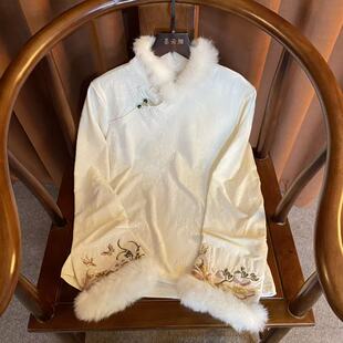 【冠玉】新中式时尚女装秋冬气质优雅百搭衬衫中国风女士打底衫上