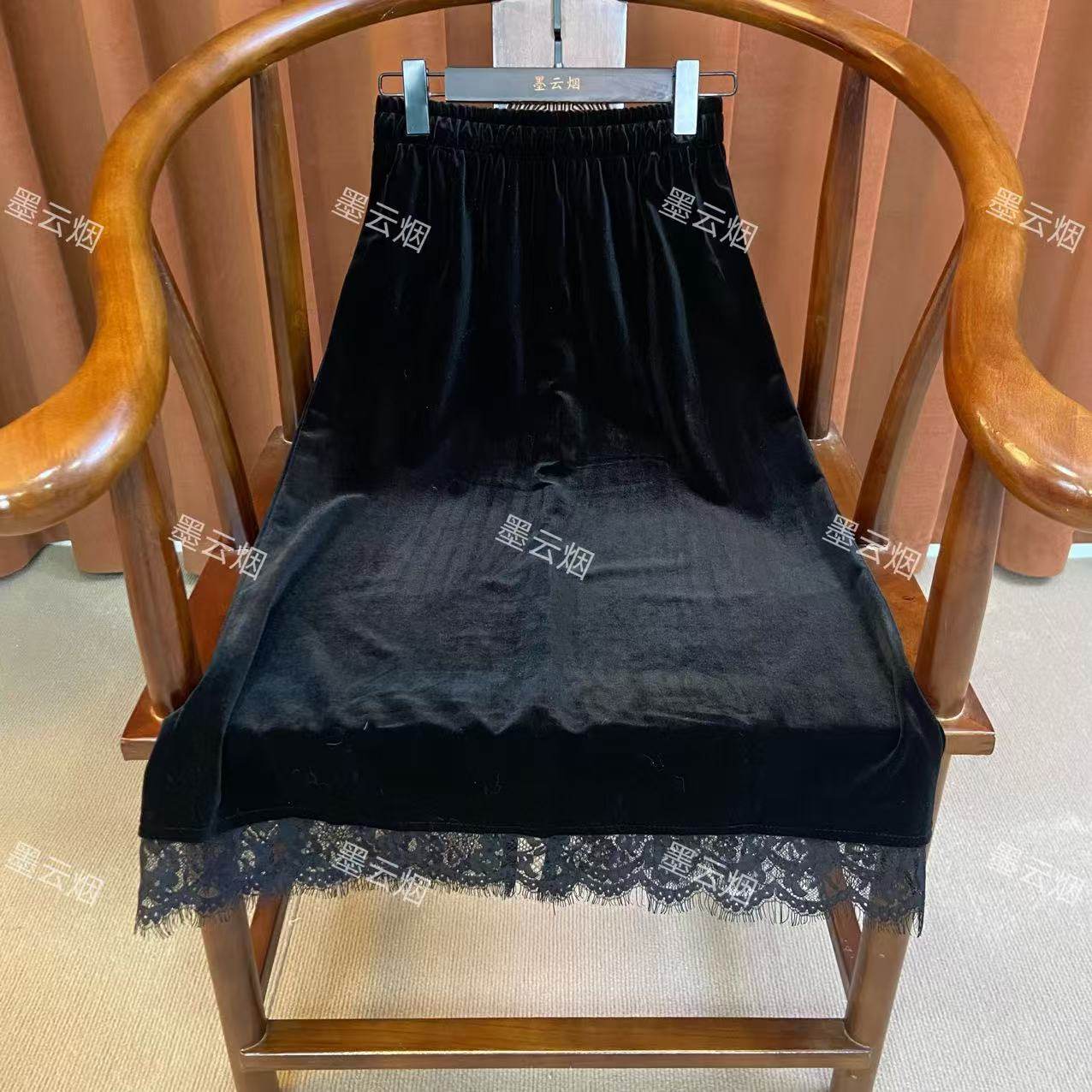 【进宝】后开叉镂空春秋冬季丝绒高档丝绒裙舒适百搭优雅复古半身,女装/女士精品,裙子,淘宝优惠券,粉丝福利购,淘宝优惠卷