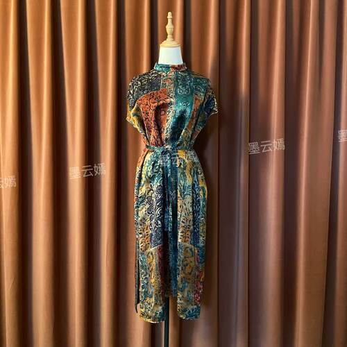 【韵彩】新中式女装桑蚕丝高端中国风时尚气质复古轻奢连衣裙3386