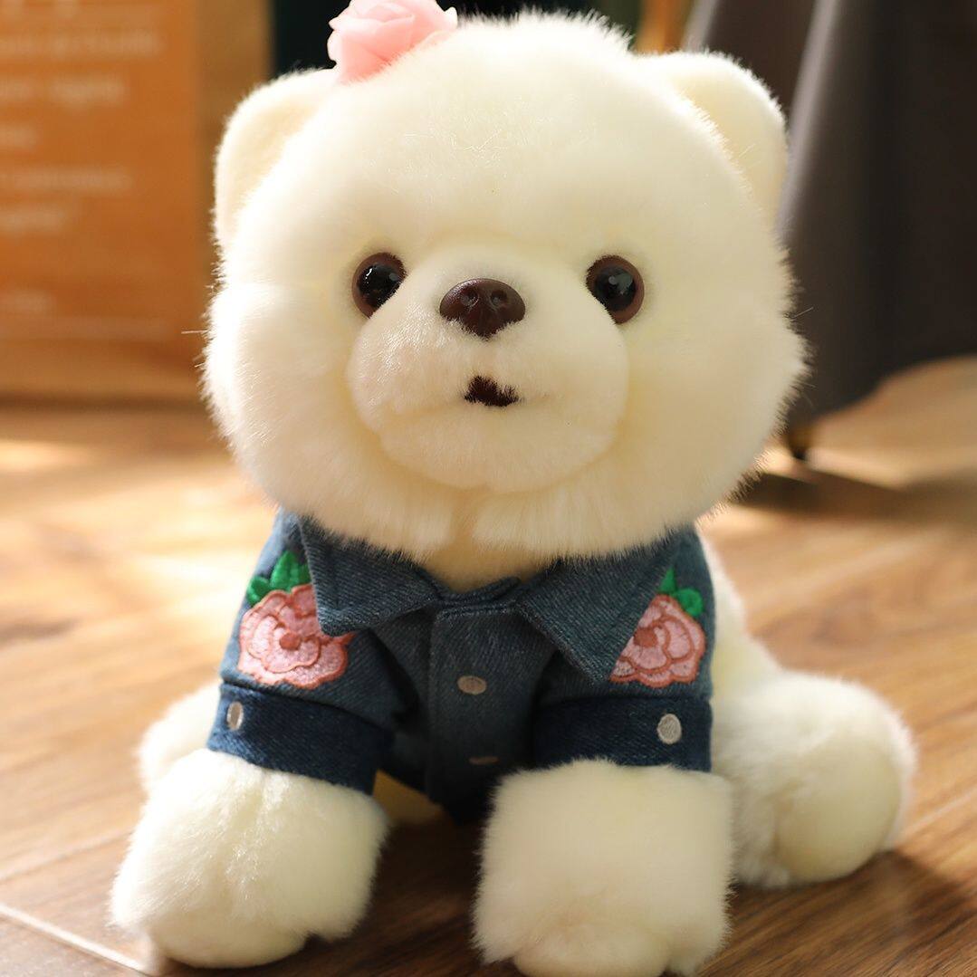 귀여운 강아지 플러시 장난감 포메라니안 인형 시뮬레이션 강아지 헝겊 인형 소녀 생일 선물 컴포트 인형