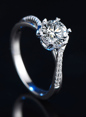 莫桑石镶嵌戒指定制仿真钻18K金