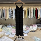 2025新款 边吊带连衣裙女夏季 度假风海边长裙88039 蕾丝木耳装 法式