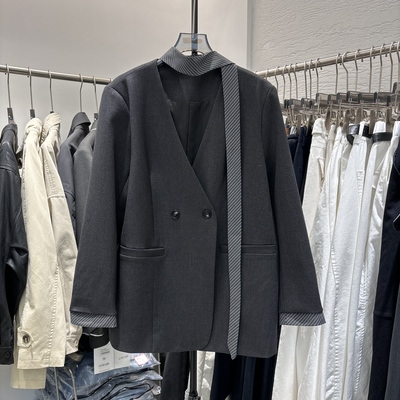 欧洲站2026春季新款欧货时尚百搭V领宽松显瘦西装外套女西服上衣