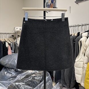 深灰色百搭毛呢半身裙女2025小个子A字包臀短裙修身 显瘦短裙25105
