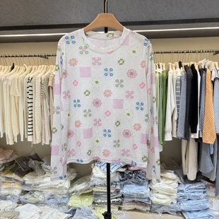 2026春季新款韩版时尚百搭圆领宽松舒适卡通印花长袖T恤女款上衣