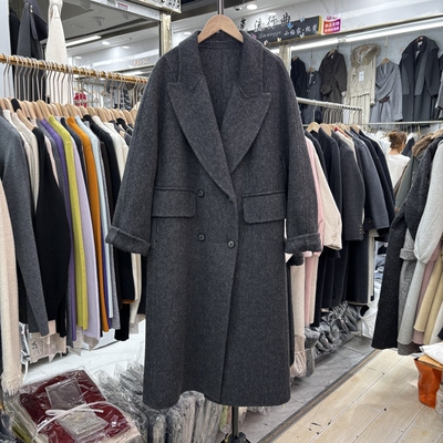 高级感灰色双面羊绒大衣女中长款2025秋冬新款宽松羊毛外套女大牌