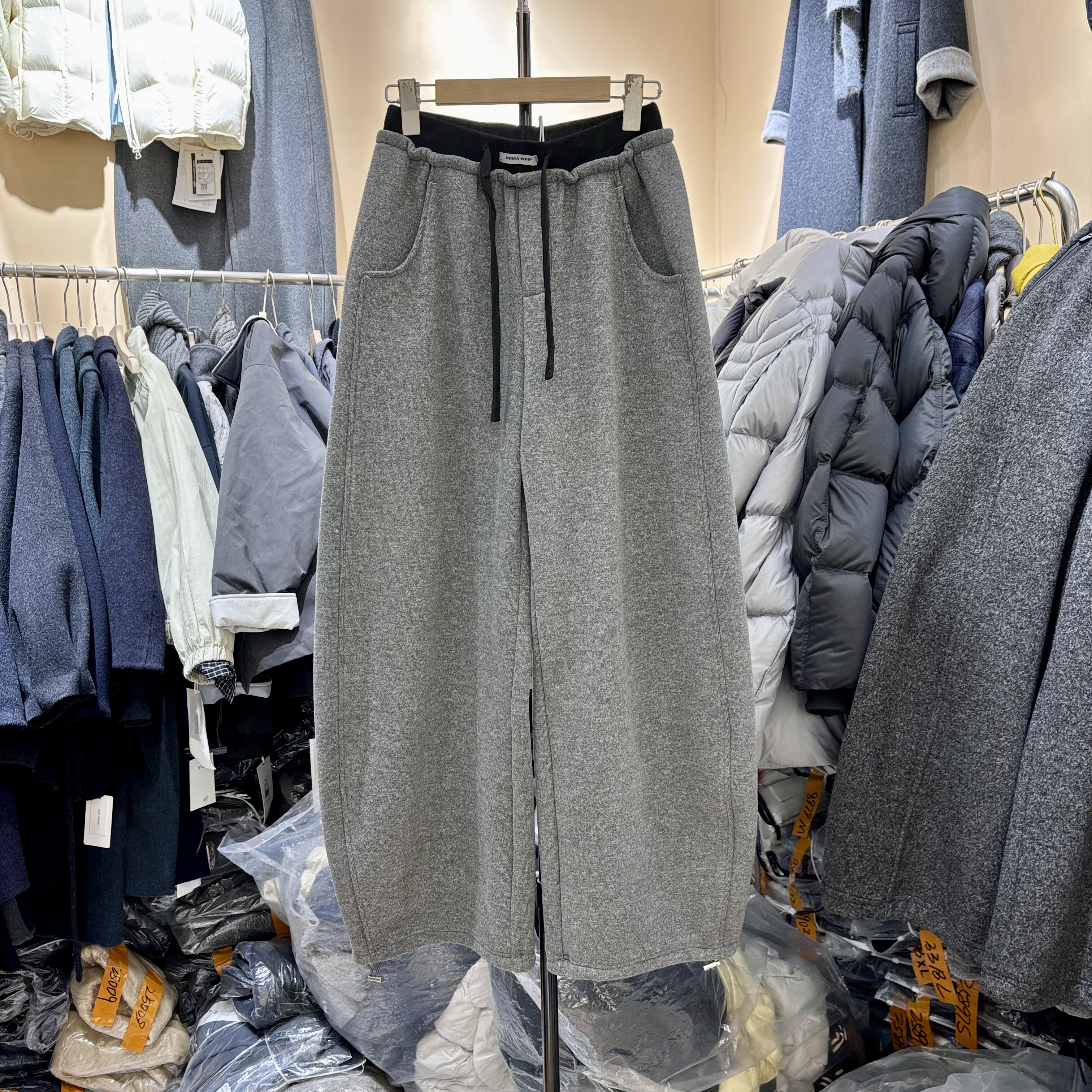 秋冬季新款裤子女灰色运动裤宽松阔腿弯刀裤休闲长裤加绒卫裤7803