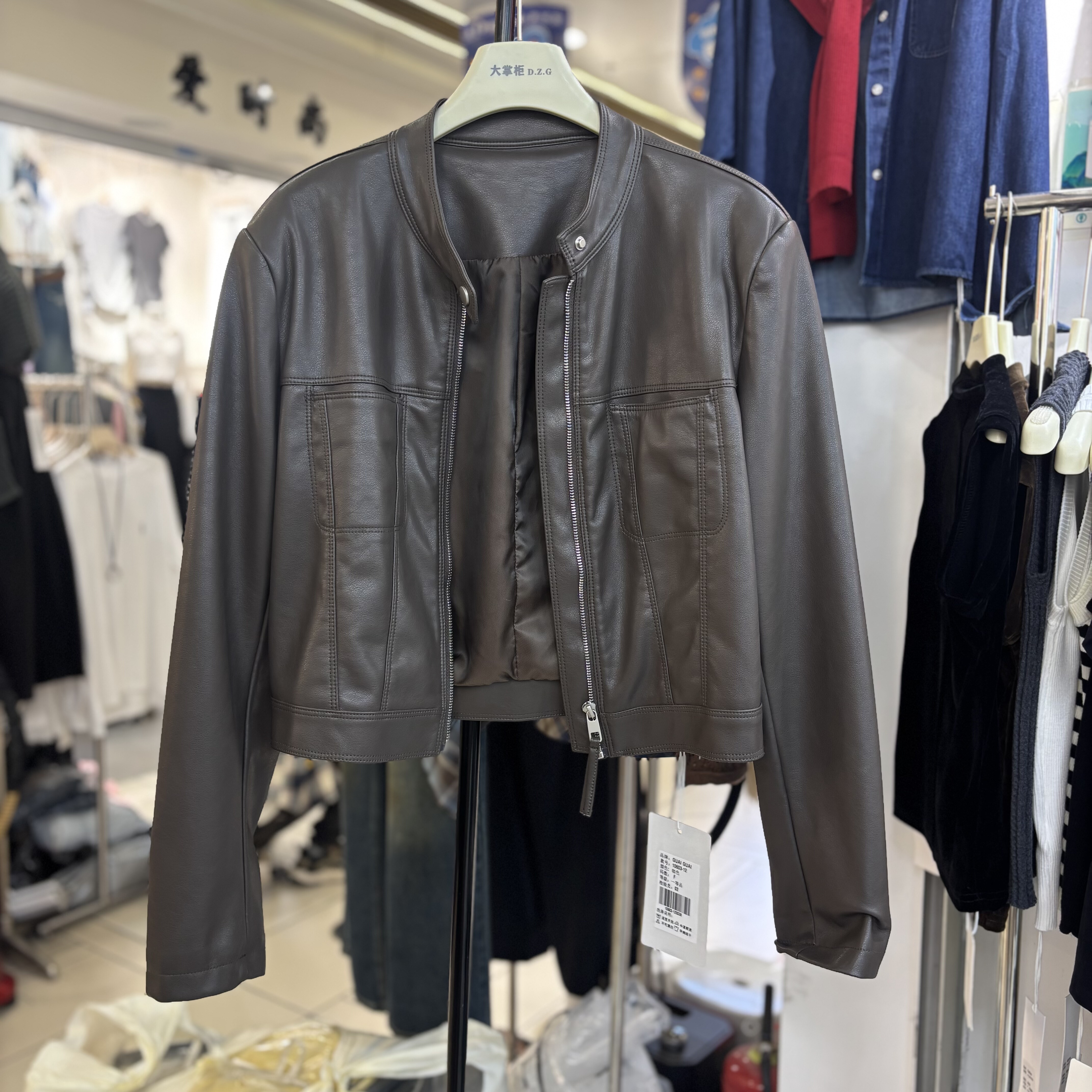 复古潮流小个子立领拉链皮衣外套女2025秋季新款宽松机车服夹克