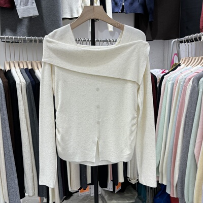 十三行2025冬季新款甜美高级一字肩衬衫女气质加厚内搭外穿上衣