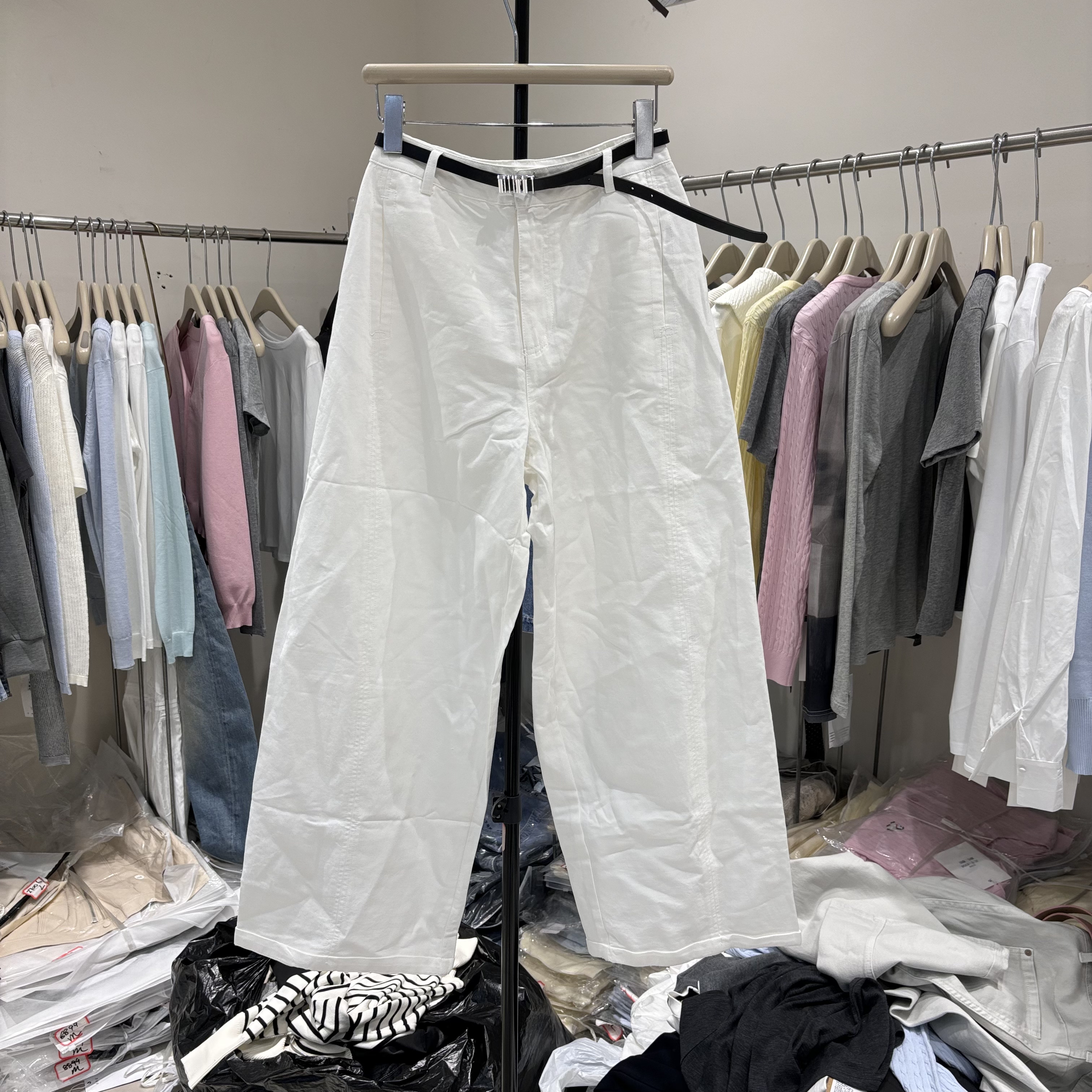 2026春季韩国东大门wuzhi时髦气分割线阔腿休闲裤配腰带ins86000