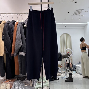 SJG设计感99B135正版2025秋冬厚绒韩系宽松显瘦哈伦裤休闲长裤女