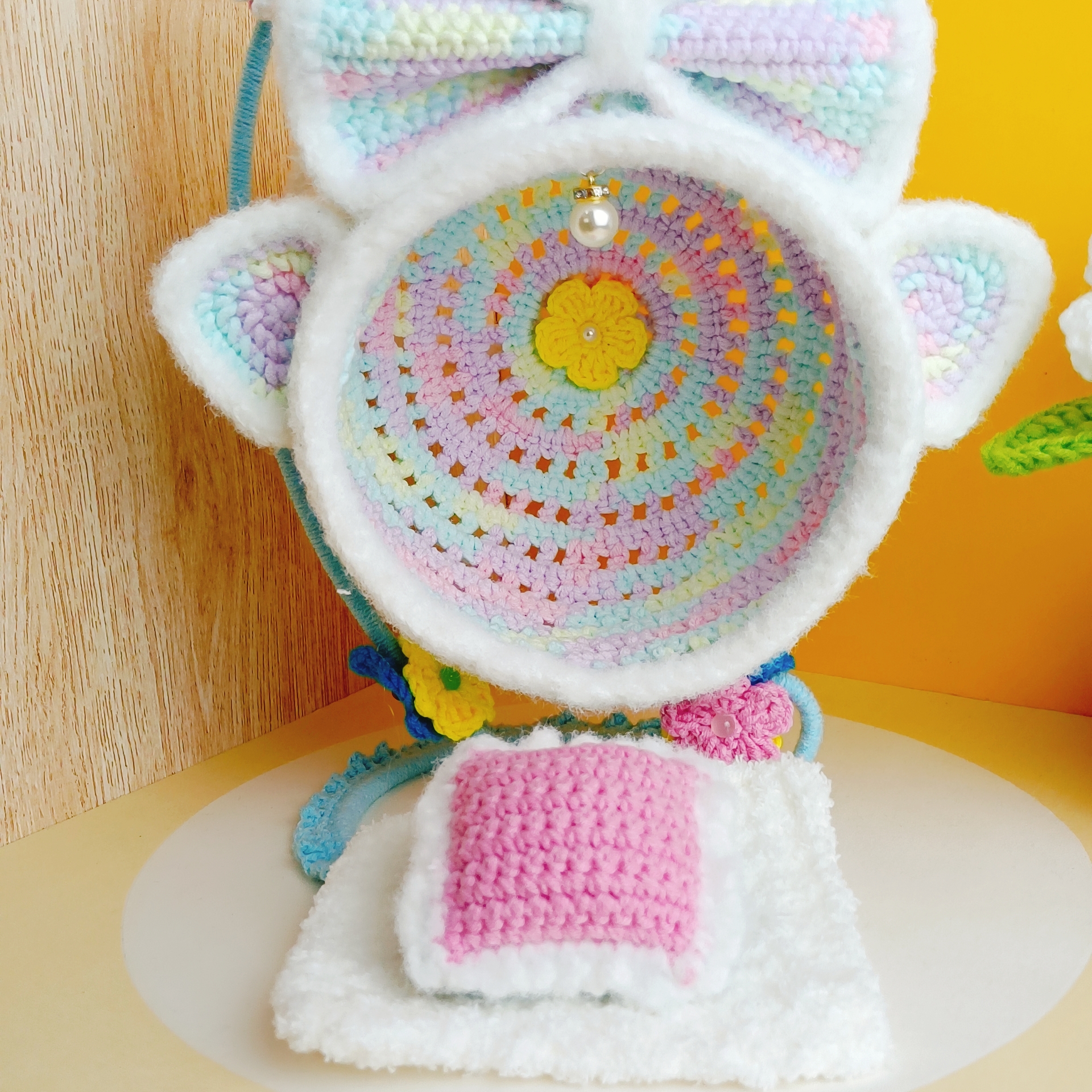 纯手工钩织棉花娃娃吊篮