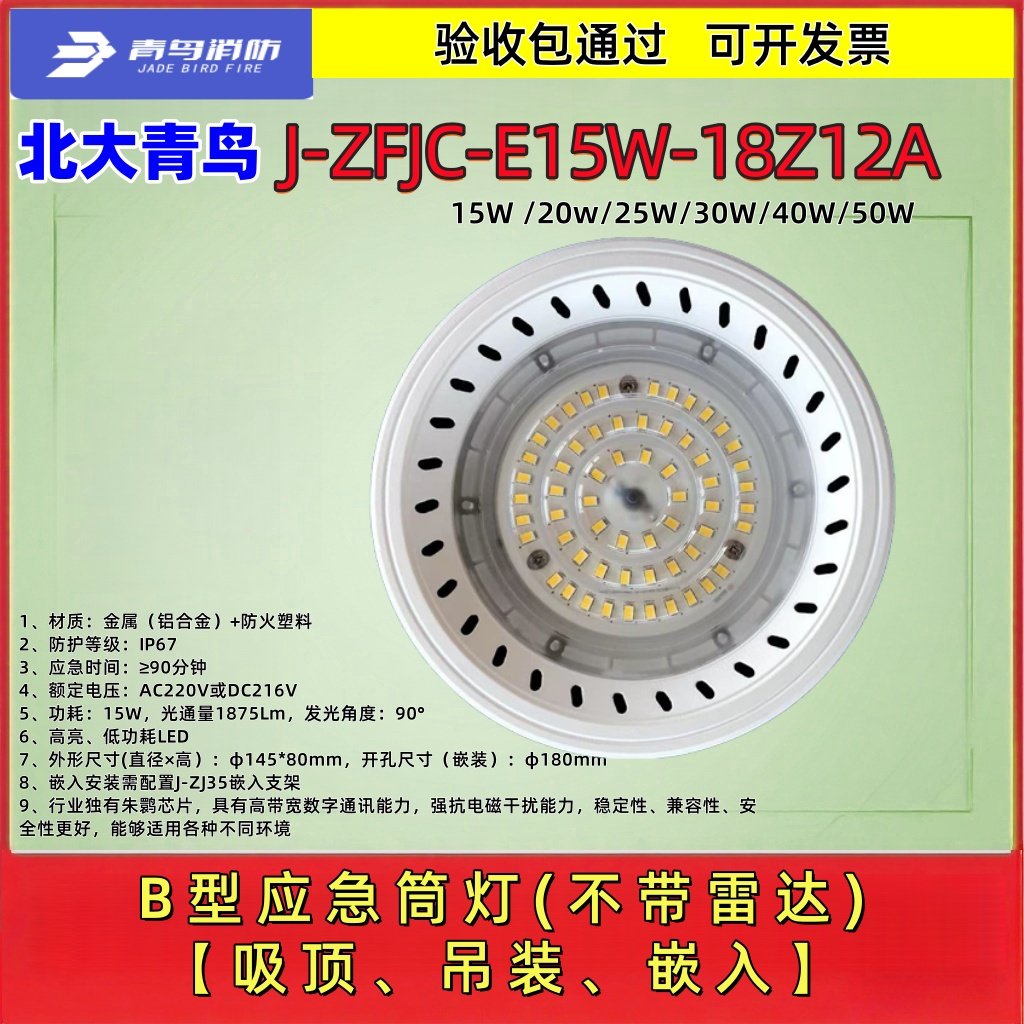 北大青鸟 B型应急筒灯  E15W-18Z12A应急筒灯 带雷达感应 15W/
