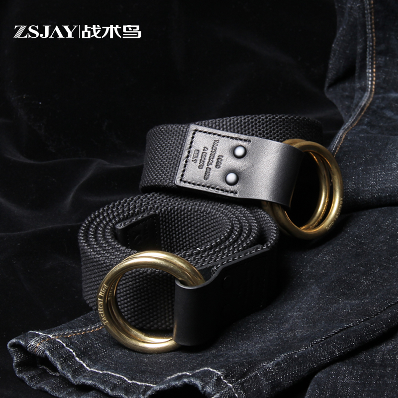 战术鸟精致铜扣加厚帆布腰带男潮