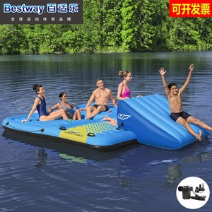 大滑梯浮岛5-6人特大号浮床度假