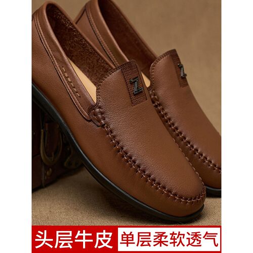 牛师傅手工鞋牛皮男鞋2025新款豆豆鞋超软真皮潮牌皮鞋男款驾车鞋
