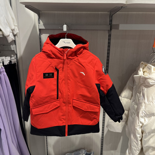 安踏儿童专柜正品25年冬男小童 六度芯 户外冰甲羽绒服352549920S