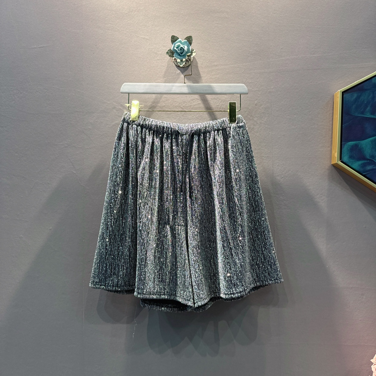 欧韩大码女装夏季新品松紧腰短裤阔腿裤