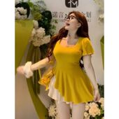 T恤女胖mm中长款 不规则U领收腰短袖 遮肉显瘦上衣240斤 夏季 大码