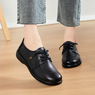 子牛皮透气中年女士皮鞋 真皮舒适软底中老年女鞋 单鞋 富贵鸟妈妈鞋