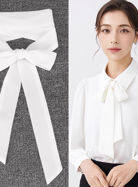 白色米黄色哑光进口优质雪纺超细长条丝巾欧美飘带纯色围巾可定制