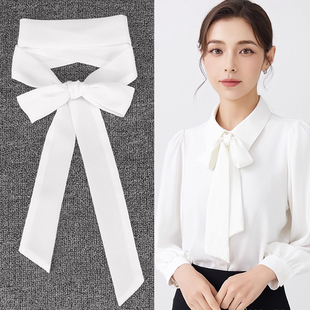 白色米黄色哑光进口优质雪纺超细长条丝巾欧美飘带纯色围巾可定制